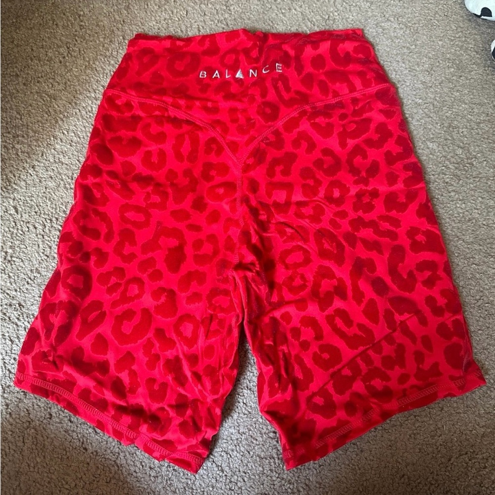 Balance Athletica Red Bike Shorts with Leopard Print